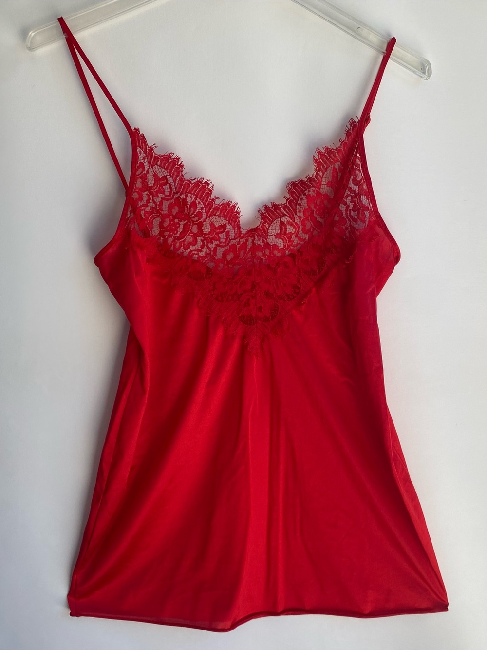 Lady Cameo Vintage red lace camisole sexy nighty tank mini dress chemise layer